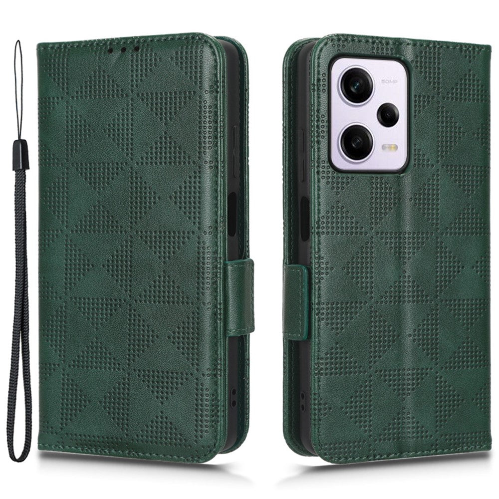Xiaomi Redmi Note 12 Pro+ 5G Fullt skydd Mobilmobilfodral Stativ Plånbok PU-läder Präglat triangelmönster Flip-fodral