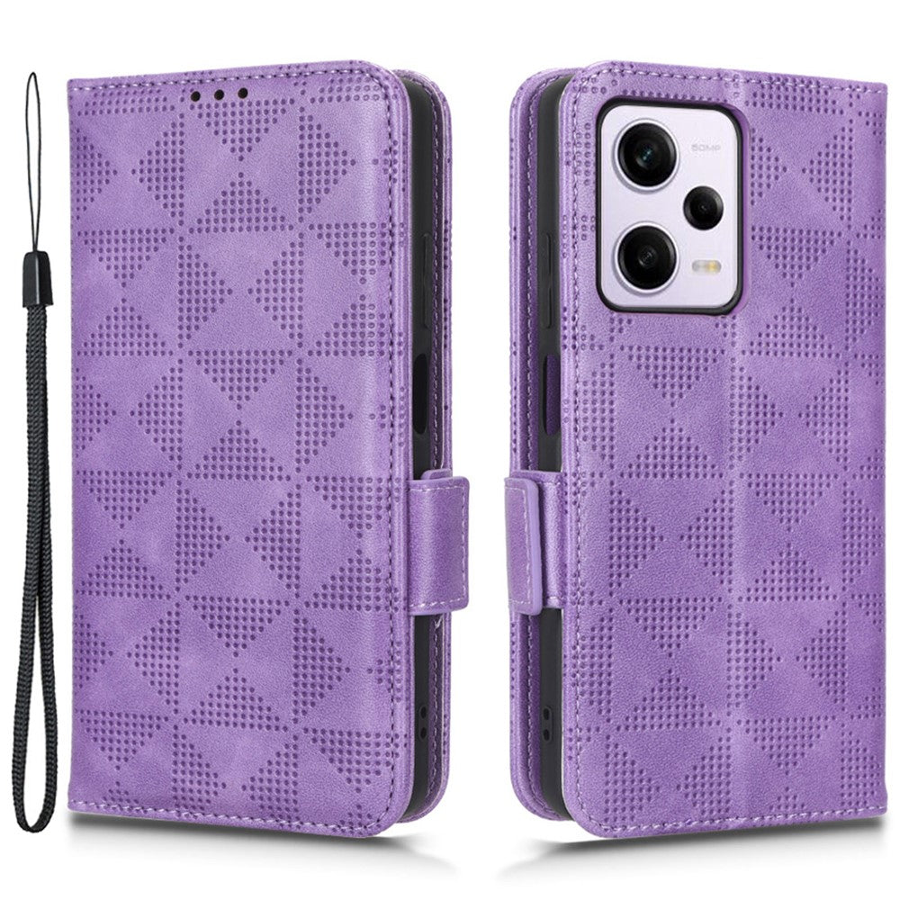 Xiaomi Redmi Note 12 Pro+ 5G Fullt skydd Mobilmobilfodral Stativ Plånbok PU-läder Präglat triangelmönster Flip-fodral