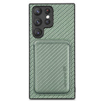Samsung Galaxy S23 Ultra Kolfibertextur 2-i-1 Avtagbart mobilskal Korthållare PU-läder + TPU + PVC Hybridskal
