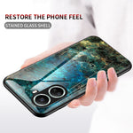 For Huawei nova 10 SE 4G Marble Pattern Printing Tempered Glass + PC + TPU Protective Cover Cell Phone Case