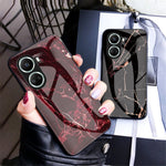 For Huawei nova 10 SE 4G Marble Pattern Printing Tempered Glass + PC + TPU Protective Cover Cell Phone Case