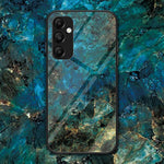 For Samsung Galaxy A54 5G Marble Pattern Printing Tempered Glass + PC + TPU Hybrid Cover Anti-scratch Phone Case