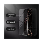 For Samsung Galaxy A54 5G Marble Pattern Printing Tempered Glass + PC + TPU Hybrid Cover Anti-scratch Phone Case