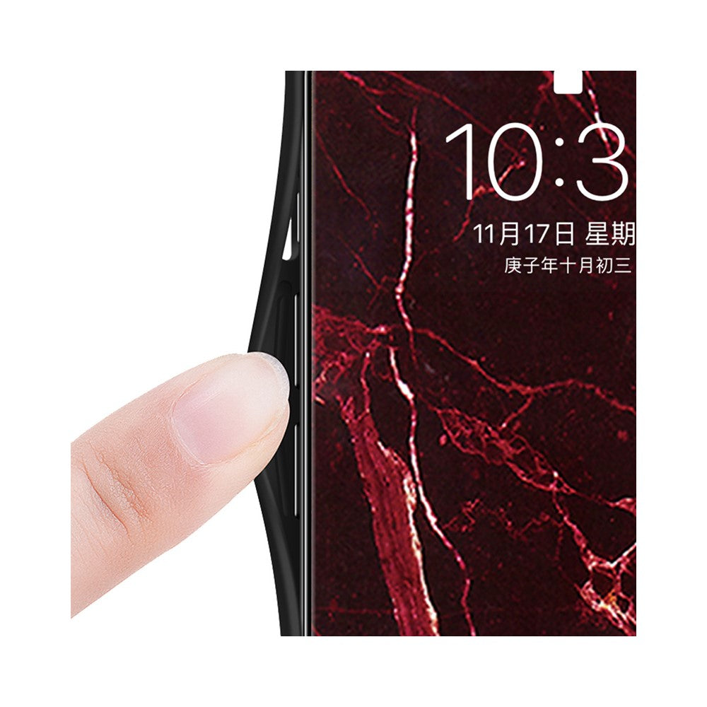 For Samsung Galaxy A54 5G Marble Pattern Printing Tempered Glass + PC + TPU Hybrid Cover Anti-scratch Phone Case