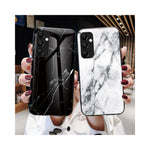 For Samsung Galaxy A54 5G Marble Pattern Printing Tempered Glass + PC + TPU Hybrid Cover Anti-scratch Phone Case