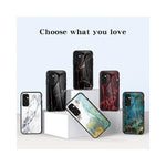 For Samsung Galaxy A54 5G Marble Pattern Printing Tempered Glass + PC + TPU Hybrid Cover Anti-scratch Phone Case