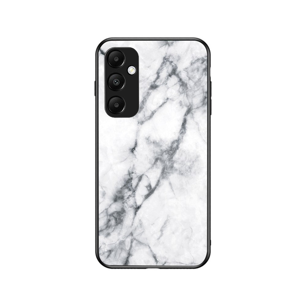 For Samsung Galaxy A54 5G Marble Pattern Printing Tempered Glass + PC + TPU Hybrid Cover Anti-scratch Phone Case