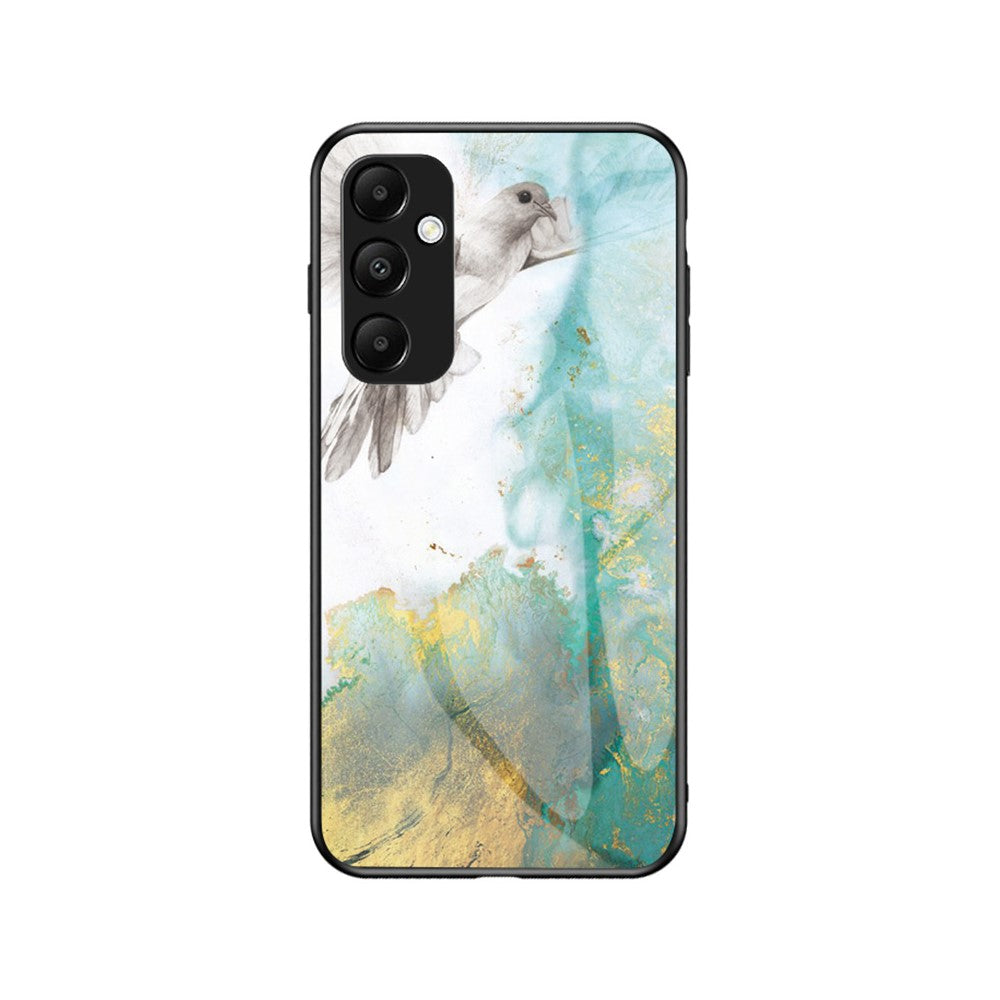 For Samsung Galaxy A54 5G Marble Pattern Printing Tempered Glass + PC + TPU Hybrid Cover Anti-scratch Phone Case