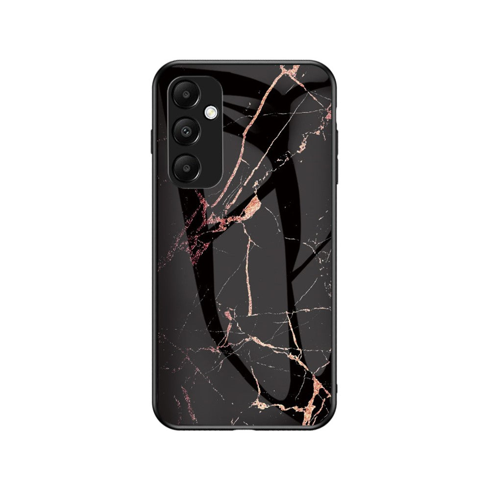For Samsung Galaxy A54 5G Marble Pattern Printing Tempered Glass + PC + TPU Hybrid Cover Anti-scratch Phone Case