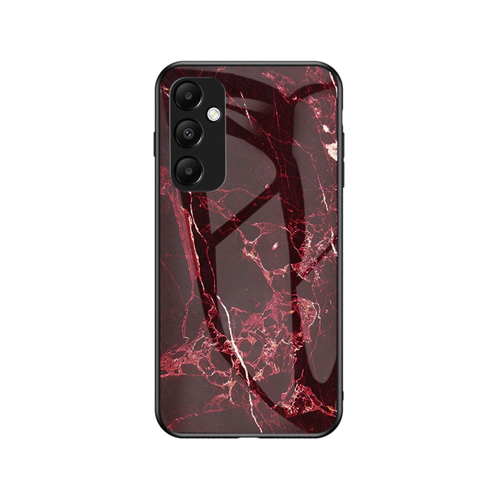 For Samsung Galaxy A54 5G Marble Pattern Printing Tempered Glass + PC + TPU Hybrid Cover Anti-scratch Phone Case