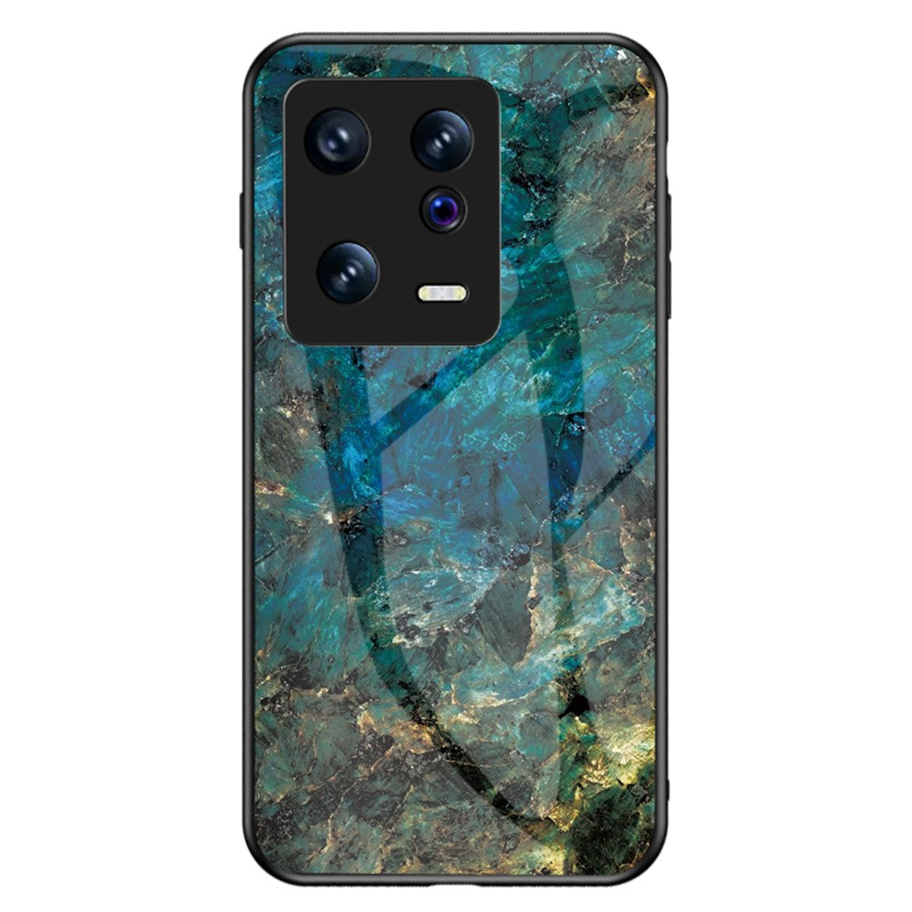 For Xiaomi 13 5G Marble Pattern Printing Phone Case Tempered Glass + PC + TPU Anti-drop Hybrid Cover