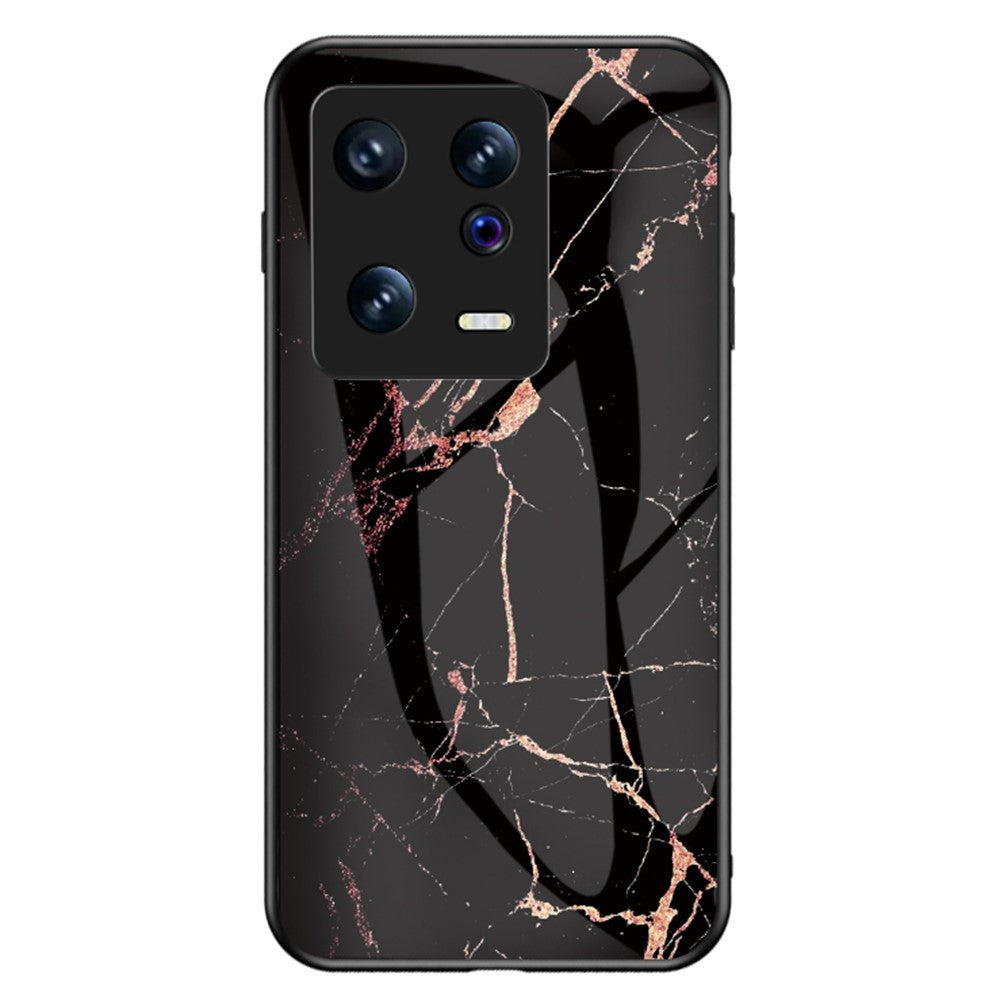 For Xiaomi 13 5G Marble Pattern Printing Phone Case Tempered Glass + PC + TPU Anti-drop Hybrid Cover