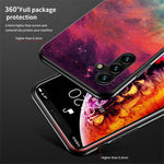 Til Samsung Galaxy A54 5G Stjernehimmel Mønster Print Stødsikkert Telefoncover Hærdet Glas+Hård PC+Blødt TPU Beskyttelsescover