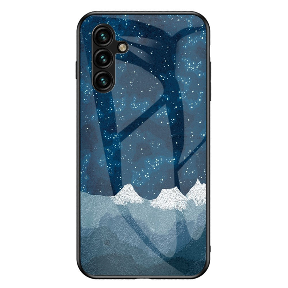 Til Samsung Galaxy A54 5G Stjernehimmel Mønster Print Stødsikkert Telefoncover Hærdet Glas+Hård PC+Blødt TPU Beskyttelsescover
