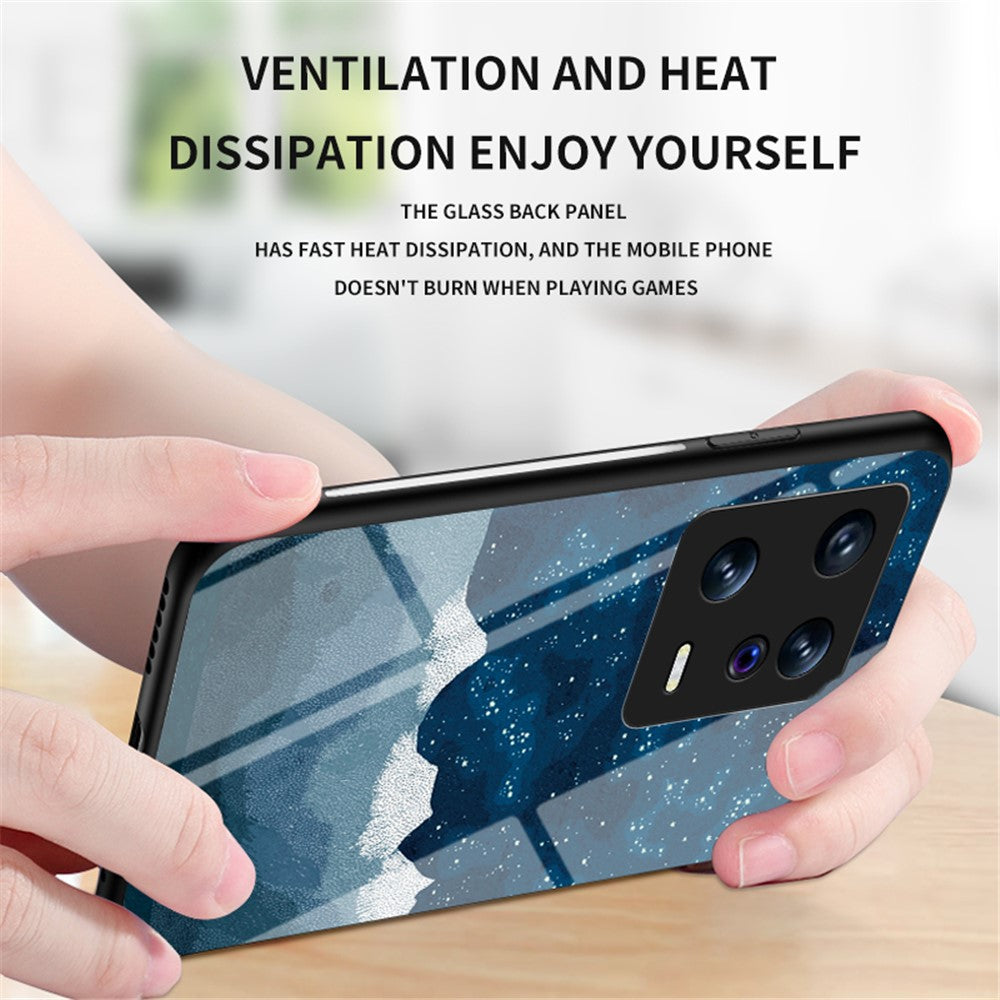 Starry Sky Pattern Printing Phone Case for Xiaomi 13 5G, Tempered Glass+Hard PC+Soft TPU Anti-drop Cover