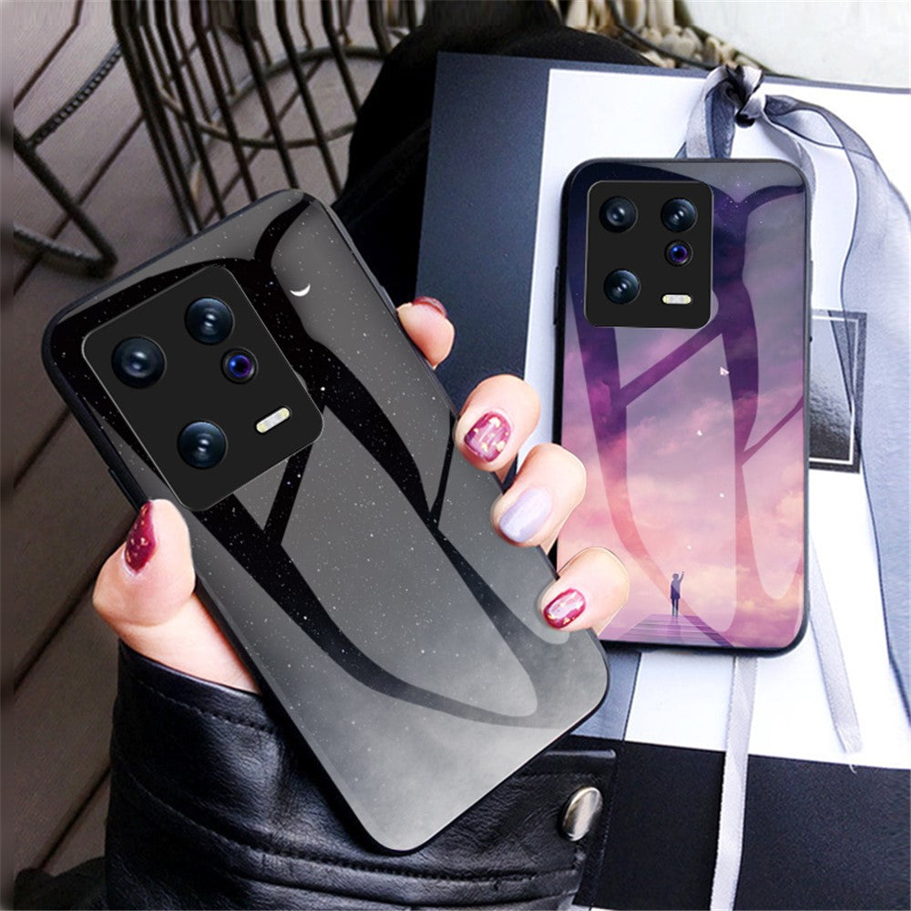 Starry Sky Pattern Printing Phone Case for Xiaomi 13 5G, Tempered Glass+Hard PC+Soft TPU Anti-drop Cover