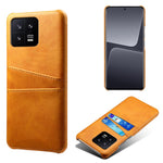 For Xiaomi 13 5G Dual Card Slots Drop-proof Mobile Phone Back Cover PU Leather Coated Hard PC Phone Case