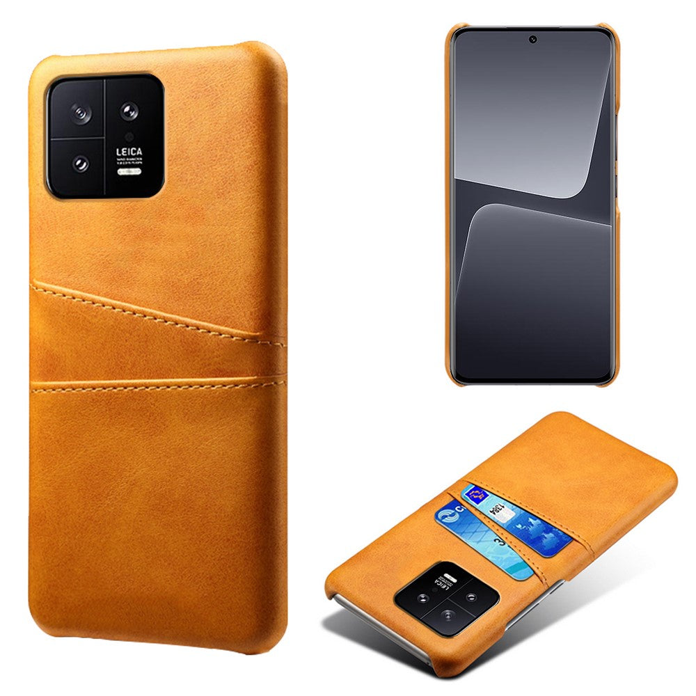 For Xiaomi 13 5G Dual Card Slots Drop-proof Mobile Phone Back Cover PU Leather Coated Hard PC Phone Case