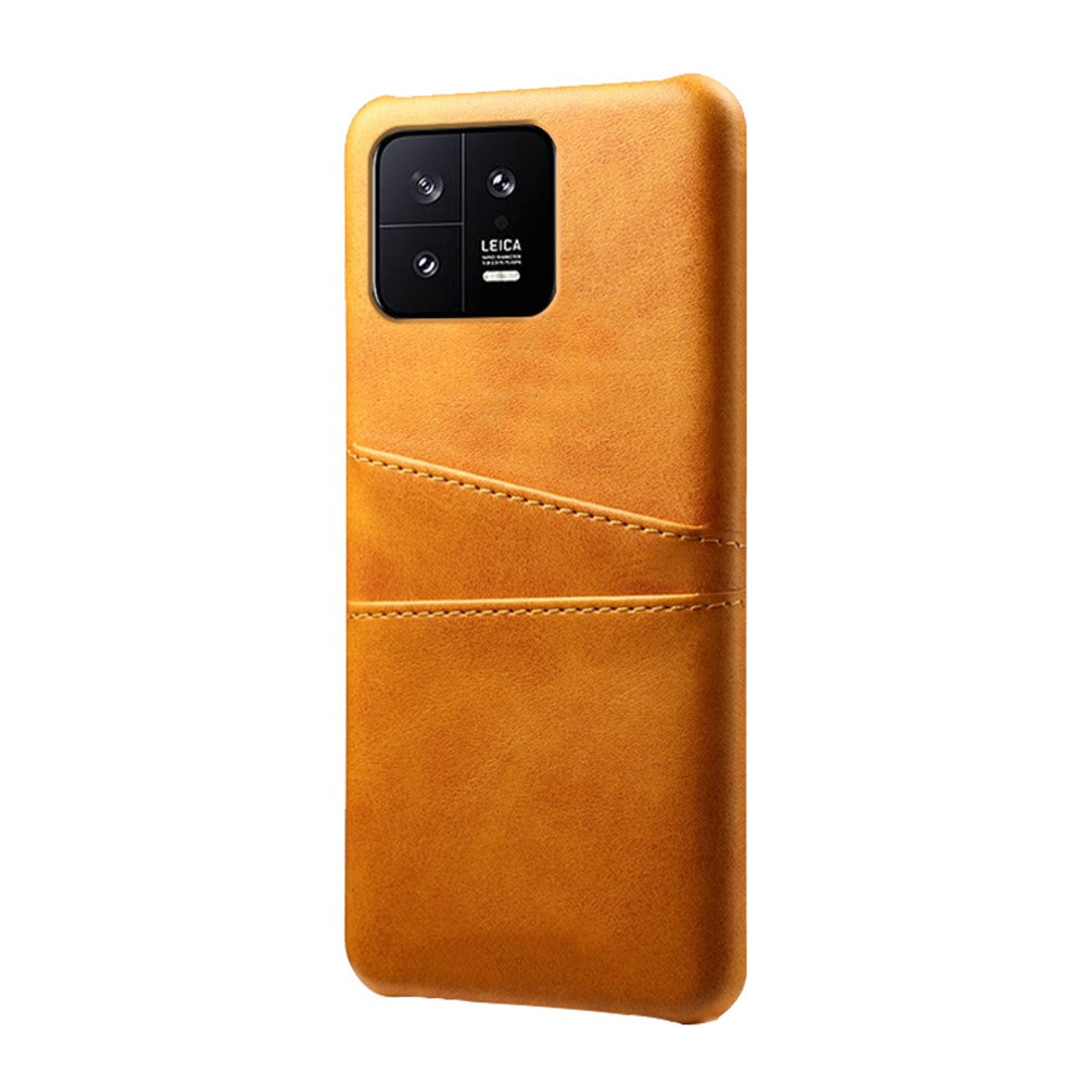 For Xiaomi 13 5G Dual Card Slots Drop-proof Mobile Phone Back Cover PU Leather Coated Hard PC Phone Case