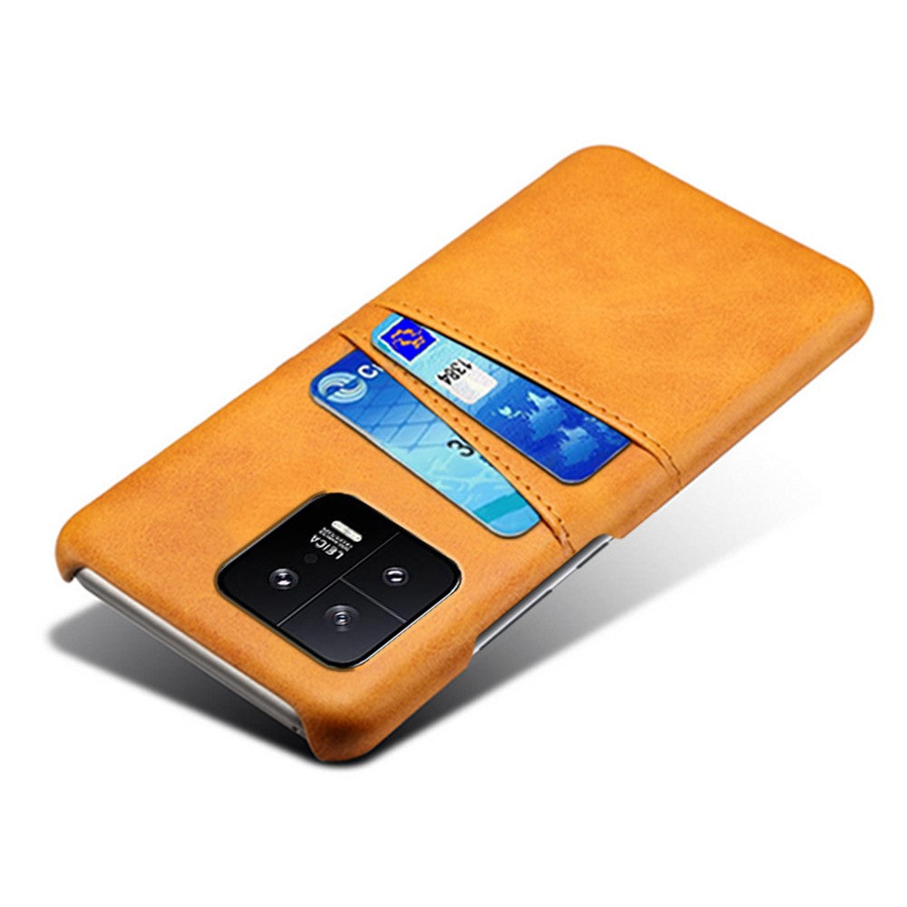 For Xiaomi 13 5G Dual Card Slots Drop-proof Mobile Phone Back Cover PU Leather Coated Hard PC Phone Case
