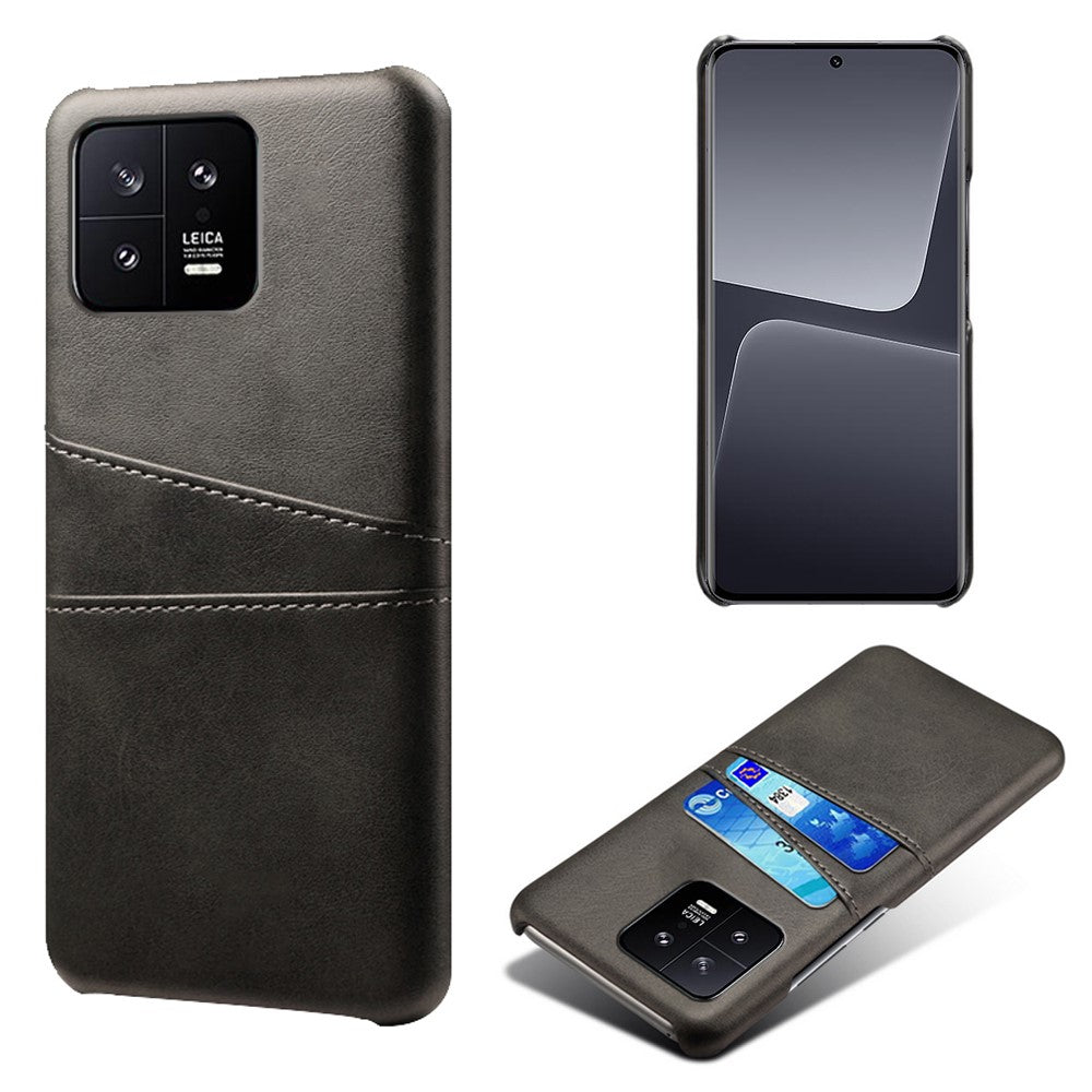 For Xiaomi 13 5G Dual Card Slots Drop-proof Mobile Phone Back Cover PU Leather Coated Hard PC Phone Case