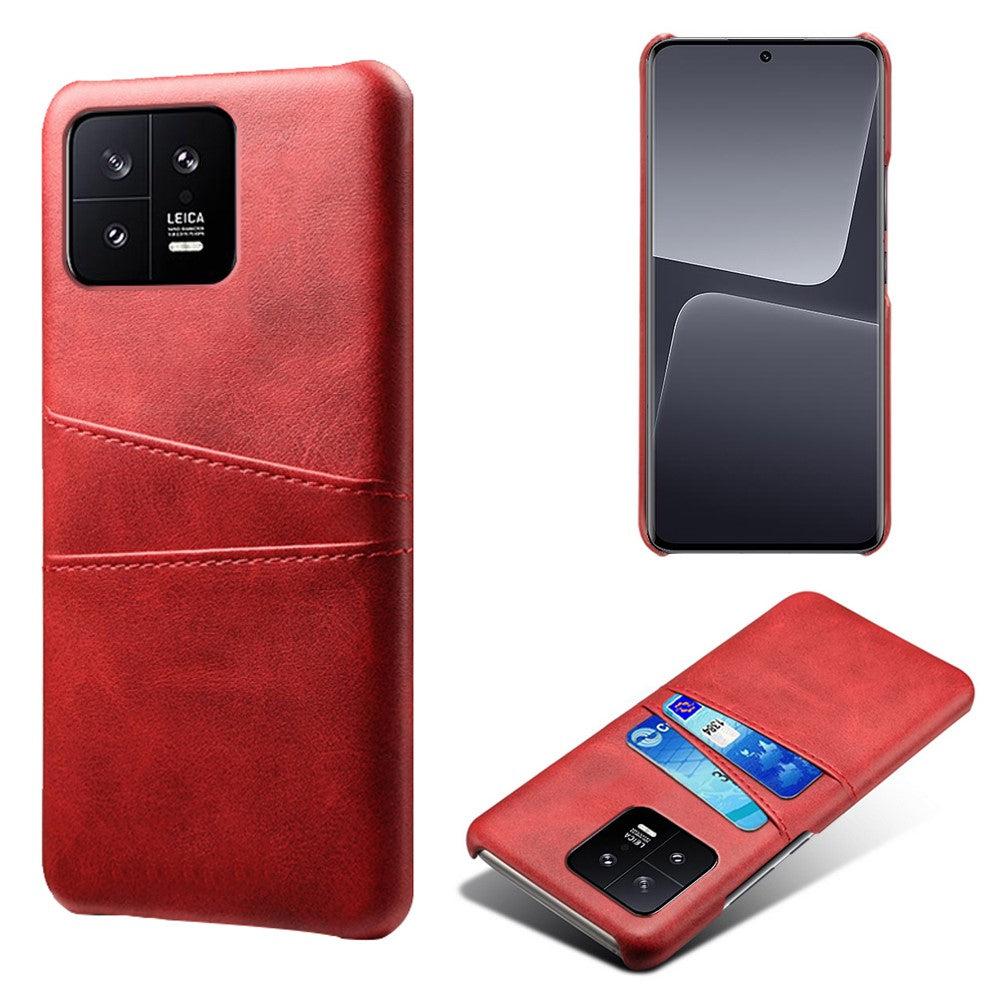 For Xiaomi 13 5G Dual Card Slots Drop-proof Mobile Phone Back Cover PU Leather Coated Hard PC Phone Case