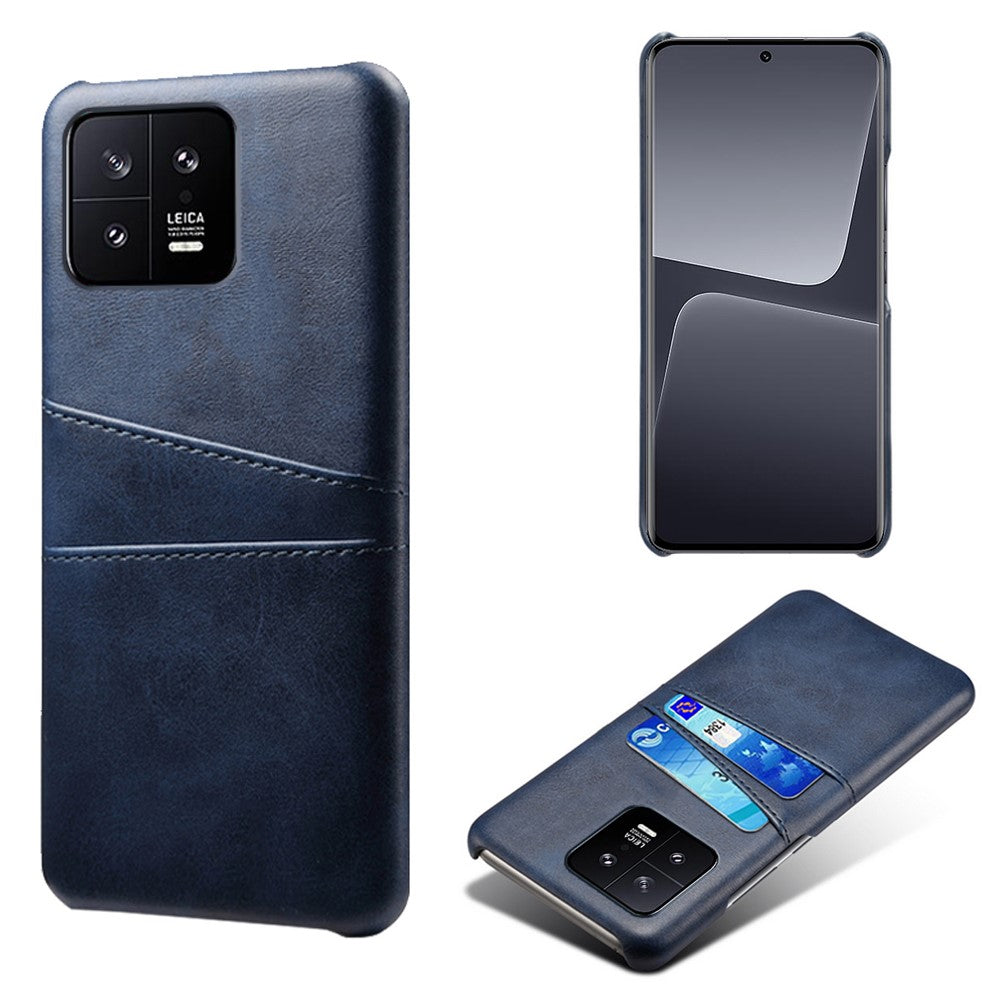 For Xiaomi 13 5G Dual Card Slots Drop-proof Mobile Phone Back Cover PU Leather Coated Hard PC Phone Case