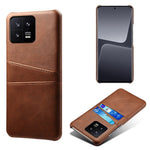 For Xiaomi 13 5G Dual Card Slots Drop-proof Mobile Phone Back Cover PU Leather Coated Hard PC Phone Case