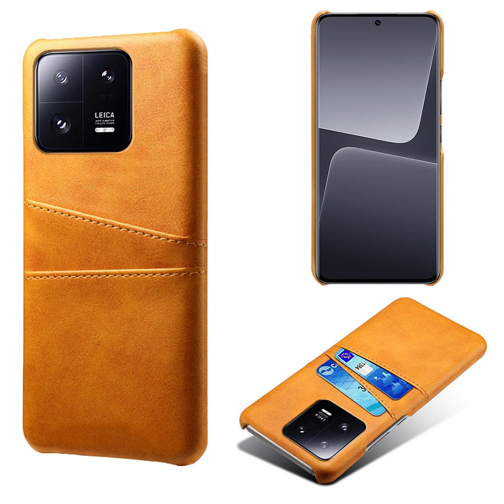 For Xiaomi 13 Pro 5G Shockproof Phone Case with Dual Card Slots PU Leather Coated Hard PC Scratch Resistant Back Cover