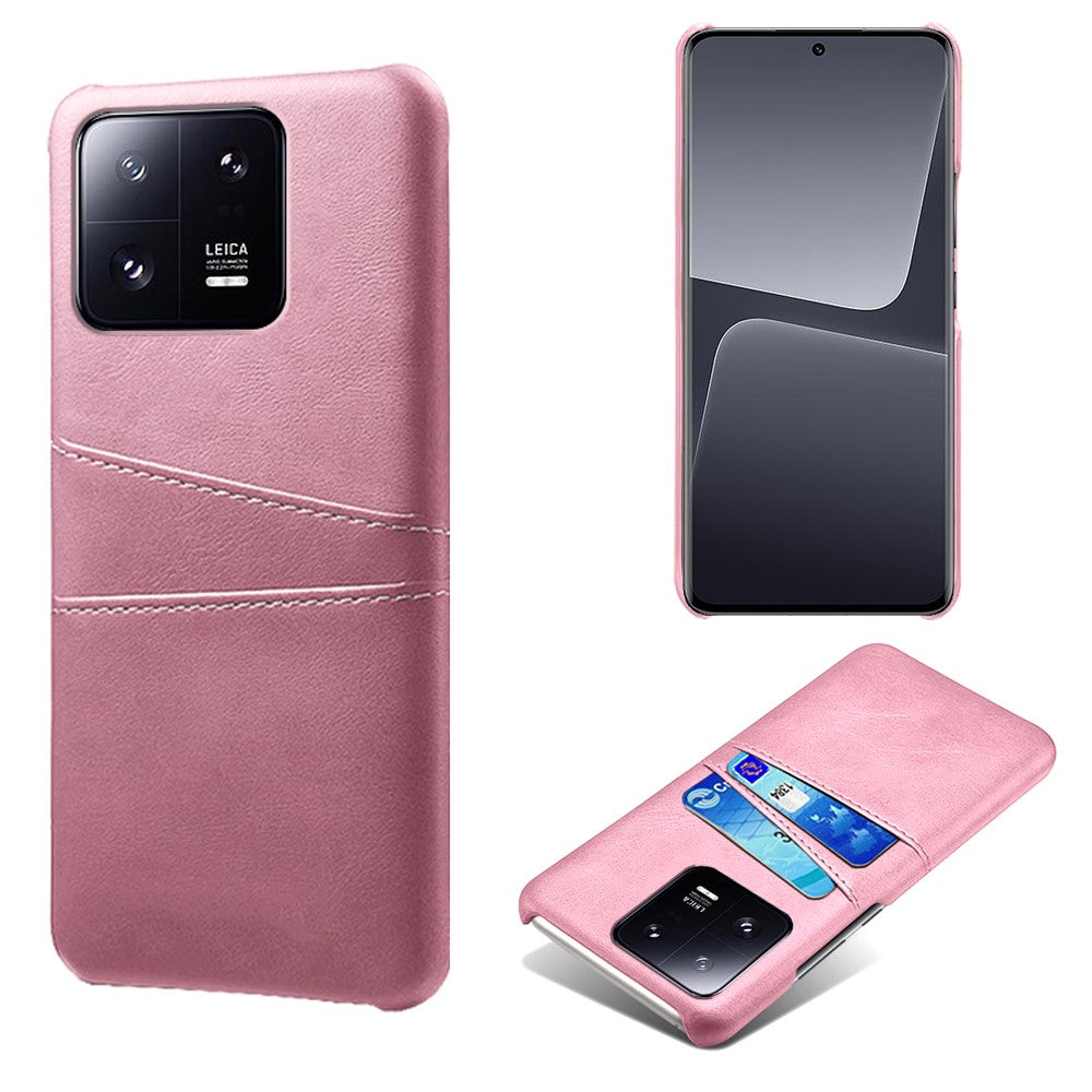 Stødsikkert mobilcover med to kortpladser til Xiaomi 13 Pro 5G, hård PC belagt med PU-læder, ridsefast bagcover