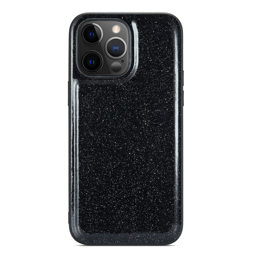 DG.MING M3-serien til iPhone 12 Pro Max 6,7 tommer, 2-i-1 stødsikkert bagcover i glitrende PU-læderbelagt PC+TPU med stativ, magnetisk, aftagelig, med lynlås og tegnebogsfunktion