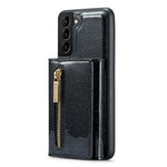 DG.MING M3 Series For Samsung Galaxy S22+ 5G Glitter Bling Powder PU Leather Magnetic Detachable Cover PC+TPU Kickstand Zipper Pocket Wallet Phone Case