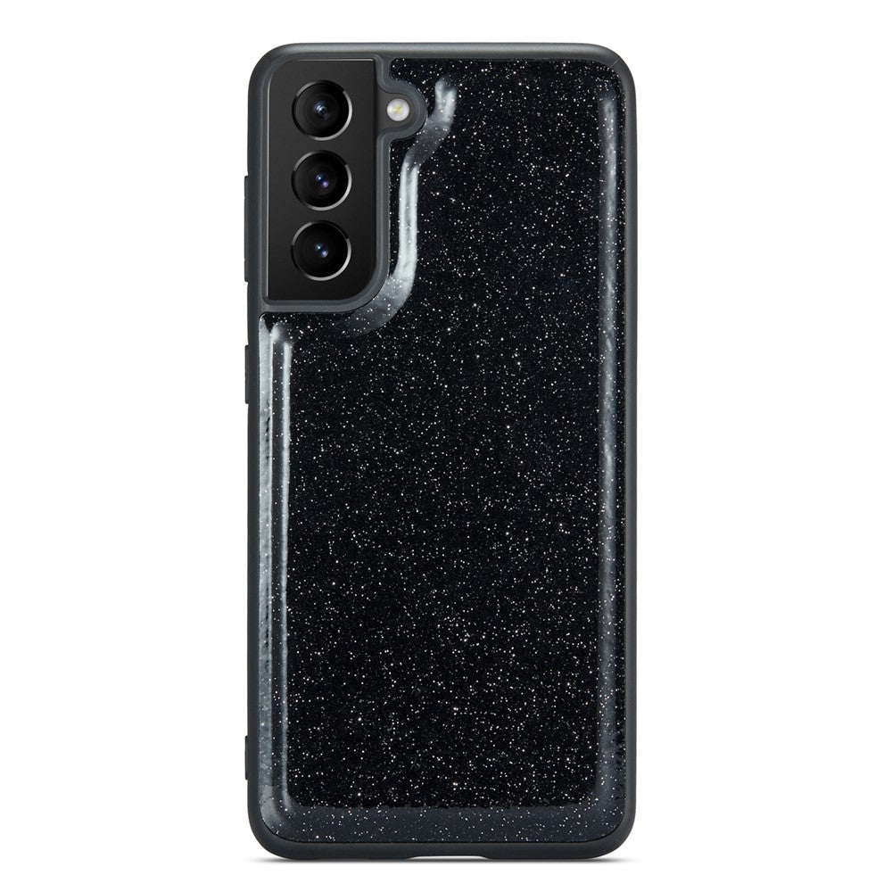 DG.MING M3 Series For Samsung Galaxy S22+ 5G Glitter Bling Powder PU Leather Magnetic Detachable Cover PC+TPU Kickstand Zipper Pocket Wallet Phone Case