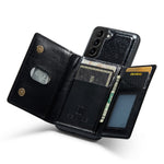 DG.MING M3-serien för Samsung Galaxy S22+ 5G glitterbling puderfärgad PU-läder magnetiskt avtagbart skal PC+TPU stativ dragkedja plånboksfodral