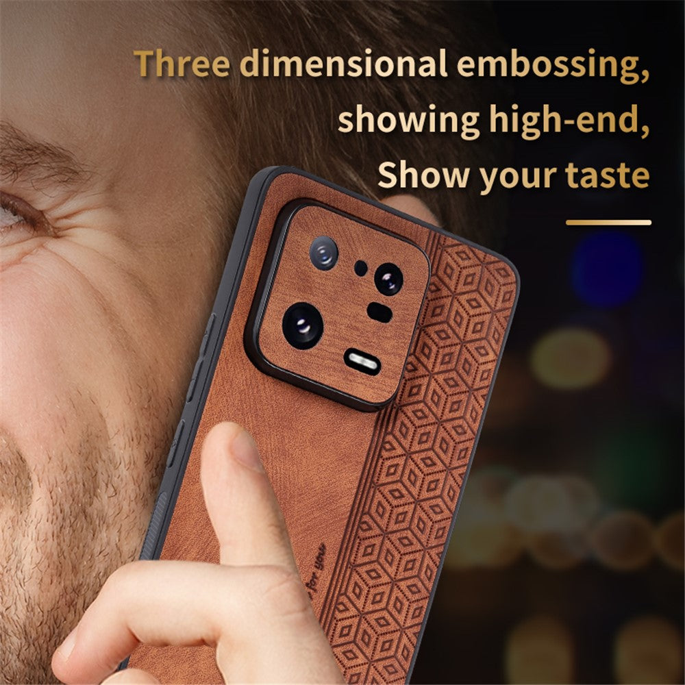 AZNS For Xiaomi 13 5G Imprinted Pattern Anti-Fading PU Leather Coated TPU Cover Anti-slip Cell Phone Case