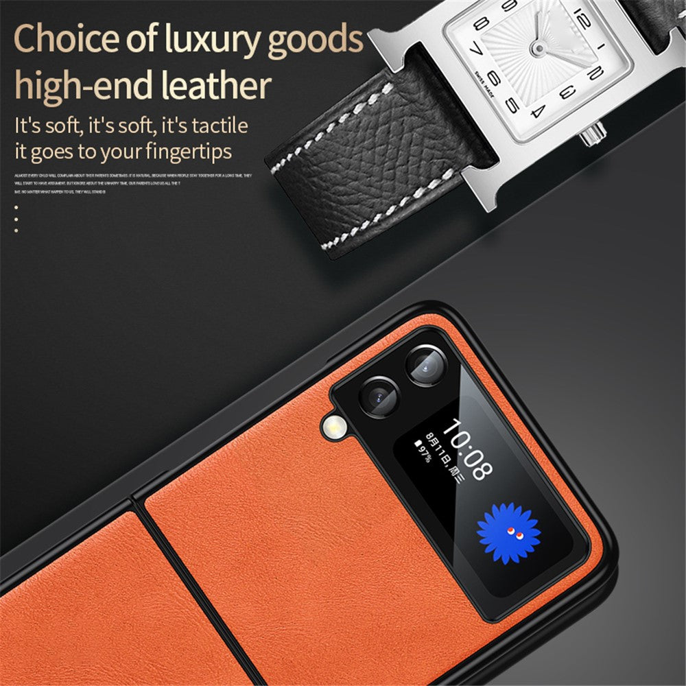 SULADA For Samsung Galaxy Z Flip4 5G PU Leather Coated TPU + PC Anti-fall Phone Case Scratch-resistant Cell Phone Cover