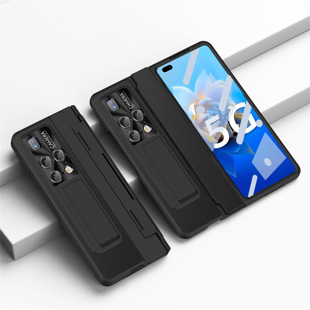 For Huawei Mate X2 5G Phone Case Scratch-resistant Hinge Protection PU Leather + PC Back Cover with Tempered Glass Screen Film