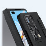 For Huawei Mate X2 5G Phone Case Scratch-resistant Hinge Protection PU Leather + PC Back Cover with Tempered Glass Screen Film