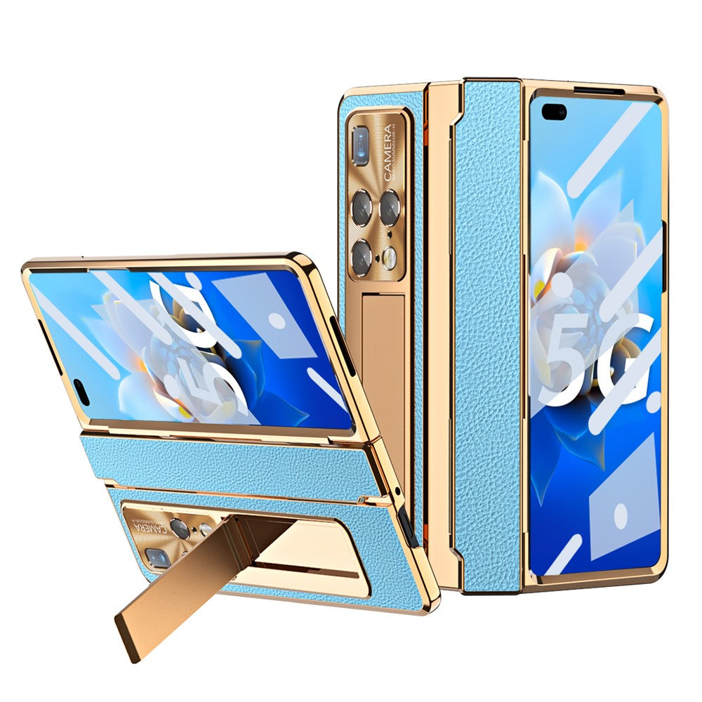 For Huawei Mate X2 5G Phone Case Scratch-resistant Hinge Protection PU Leather + PC Back Cover with Tempered Glass Screen Film