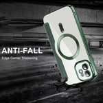 Til iPhone 11 6,1 tommer, kompatibel med MagSafe, RFID-blokerende kortpladser, anti-fald, PU-læder + TPU-galvaniseret klart bagside flip-cover med linsefilm