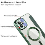 Til iPhone 11 6,1 tommer, kompatibel med MagSafe, RFID-blokerende kortpladser, anti-fald, PU-læder + TPU-galvaniseret klart bagside flip-cover med linsefilm