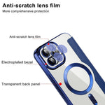 For iPhone 11 Pro Max 6.5 inch Compatible with MagSafe RFID Blocking Card Slots Shockproof PU Leather+TPU Electroplating Clear Back Flip Case with Lens Film