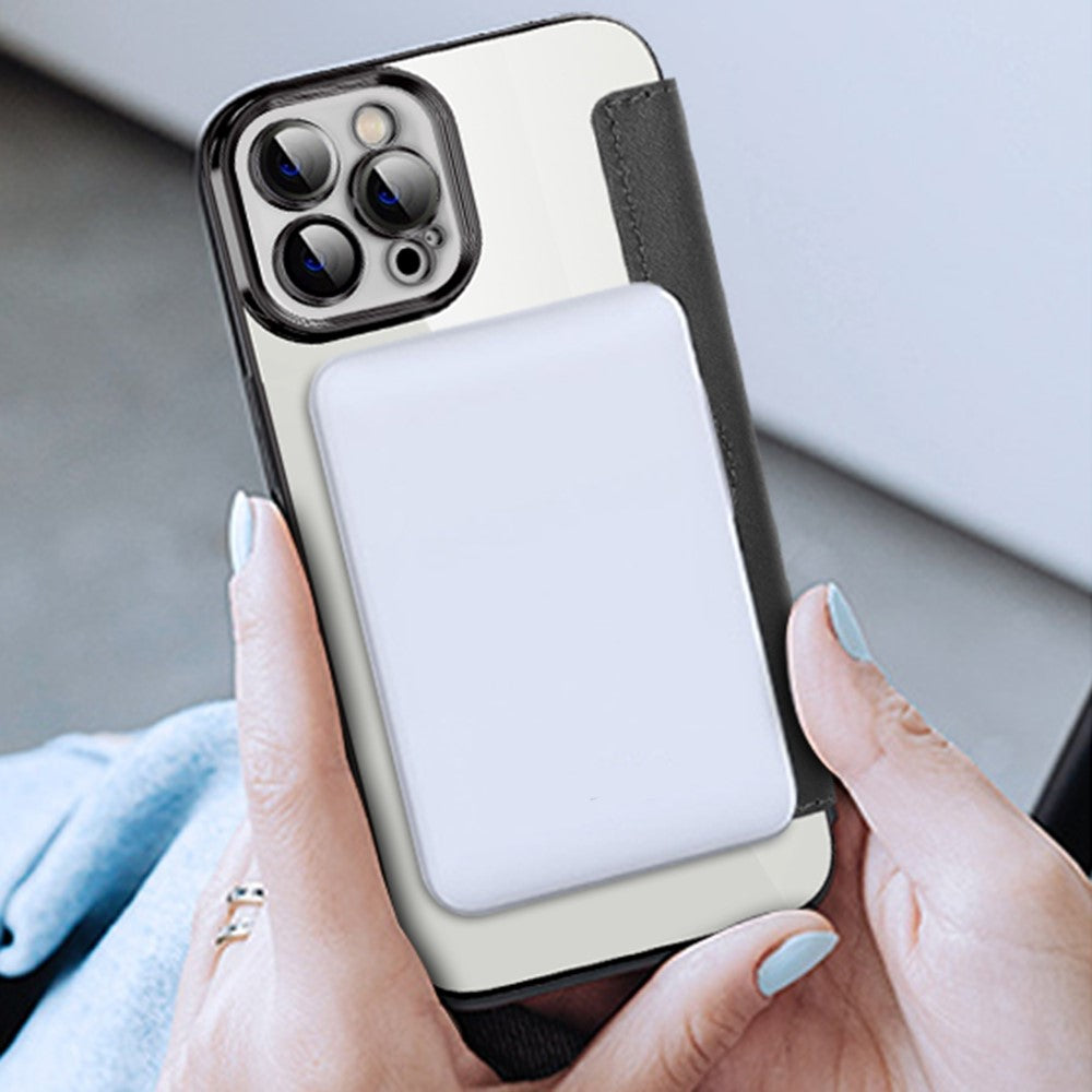 For iPhone 11 Pro Max 6.5 inch Compatible with MagSafe RFID Blocking Card Slots Shockproof PU Leather+TPU Electroplating Clear Back Flip Case with Lens Film