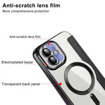 mobilskal för iPhone 12 6,1 tum, kompatibelt med MagSafe RFID-blockerande kortplatser, fullt skydd, PU-läder + TPU, galvaniserat, genomskinligt bakstycke med linsfilm