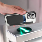 mobilskal för iPhone 12 6,1 tum, kompatibelt med MagSafe RFID-blockerande kortplatser, fullt skydd, PU-läder + TPU, galvaniserat, genomskinligt bakstycke med linsfilm