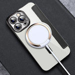 Phone Cover for iPhone 12 Pro 6.1 inch, Compatible with MagSafe RFID Blocking Card Slots Well-protected PU Leather+TPU Electroplating Clear Back Flip Case with Lens Film