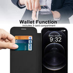 Phone Cover for iPhone 12 Pro Max 6.7 inch, Compatible with MagSafe RFID Blocking Card Slots Full Coverage PU Leather+TPU Electroplating Clear Back Flip Case with Lens Film
