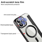 Phone Cover for iPhone 12 Pro Max 6.7 inch, Compatible with MagSafe RFID Blocking Card Slots Full Coverage PU Leather+TPU Electroplating Clear Back Flip Case with Lens Film