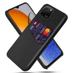 For Huawei nova Y61 4G Cloth Texture Card Holder Phone Case Anti-drop PU Leather Coated Hard PC Cover