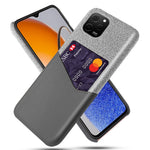 For Huawei nova Y61 4G Cloth Texture Card Holder Phone Case Anti-drop PU Leather Coated Hard PC Cover